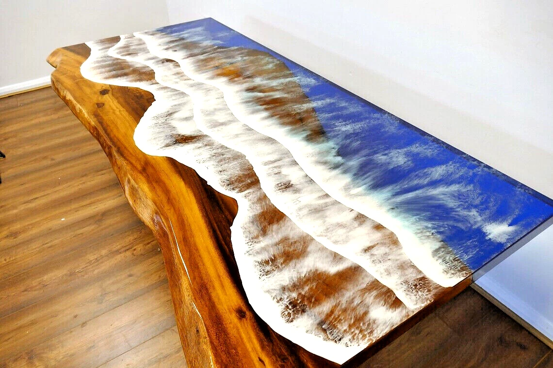 Resin Beach Table 180x80cm Epoxy Resin Table River Ocean Resin Dining Table