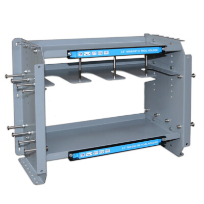 Multi-function Three-layer Tool Rack with a 12-inch Magnetic Strip and 8 Hooks