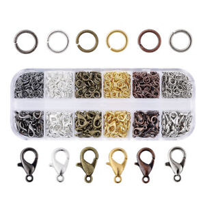 1Box 12mm Alloy Lobster Claw Clasps Trigger Closure & 5mm Iron Jump Ring 6-Color