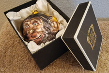 CIO Collection Czech Republic Blown Glass Monkey Head Christmas Ornament Box