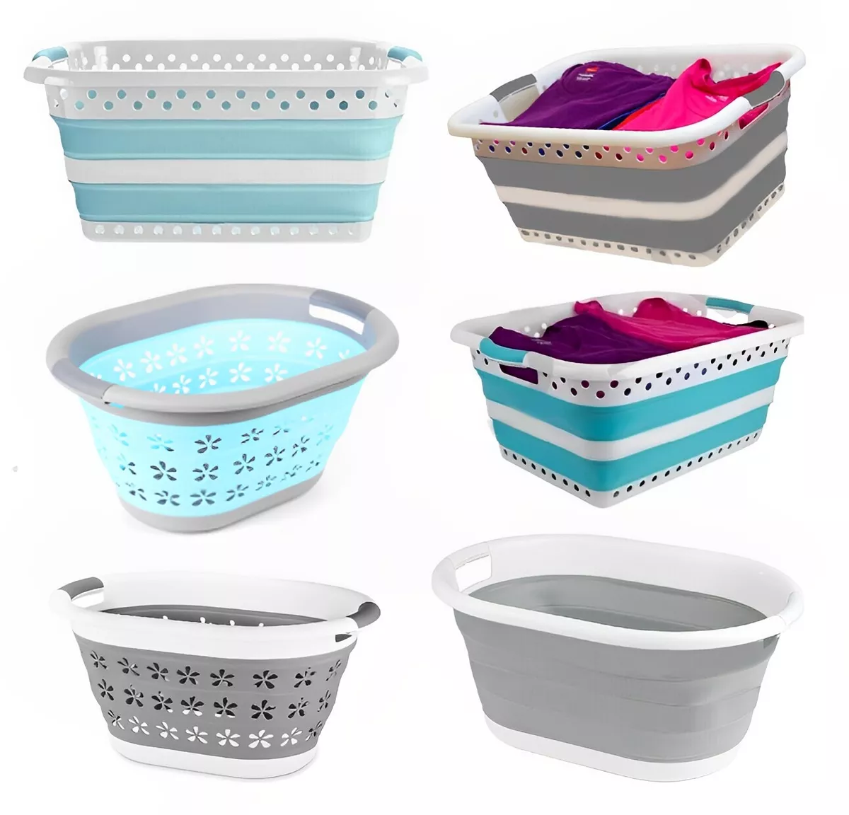 Collapsible Folding Laundry washing Basket storage Space Saving