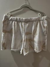 NWT Secret Treasures Lounge Sleep Shorts Sz XL Cream Tie Dye Drawstring Pockets