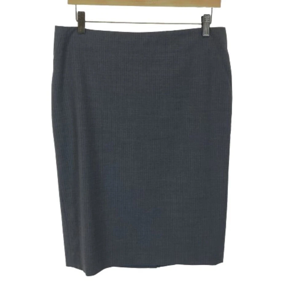 NUEVO CON ETIQUETAS Mujer Talla 10 Banana Republic Gris Rayas Sutiles Elastizadas Lana Falda Lápiz
