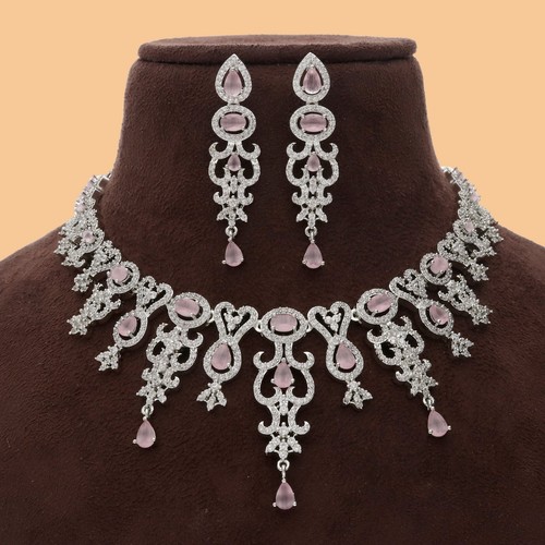 Elegant Cz Braut Halskette und Ohrringe Im Set Mehrere Farben für Damen - Bild 101 von 110