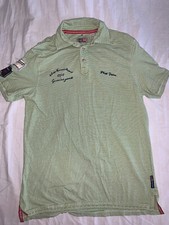 Vintage Phat Farm Men's Green Striped Polo Style Embroidered Patches Size L Bin9