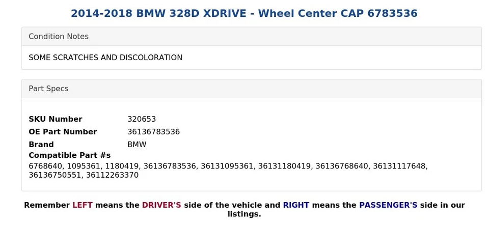 BMW 328D XDRIVE 2014-2018 - tapa central de rueda 6783536 Foto 4 de 4