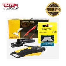 Safety Box Cutter EasyCut 2000N Yellow with Tape Splitter & Holster + 10 Blades