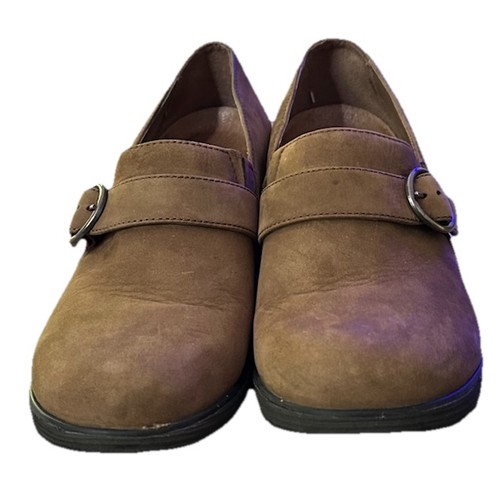 Dansko Clio Wedge US Size 9 EU 40 Mushroom Nubuck Suede Tan Slip On Buckle - Picture 2 of 8