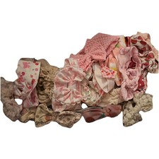 Baby Girl Headbands Pink Beige Floral Fabric Cotton Bow Ruffle 20 headbands 