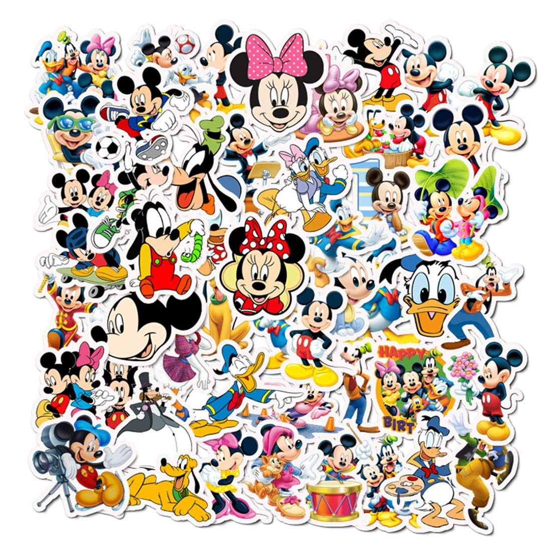 50Pcs Hot Disney Mickey Mouse Stickers for Water Bottle Cup 