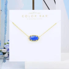 NWOT Kendra Scott Elisa Indigo Kyocera Opal Necklace Gold Plated