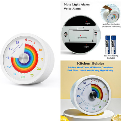 Visual Timer, Kitchen Timer Rainbow Disk 60 Minute Countdown Timer for Kids and