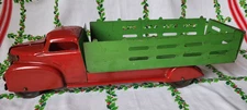 VTG 1930's MARX Wyandotte 20" Staked Bed Pressed Steel Farm Truck Red Green Xmas