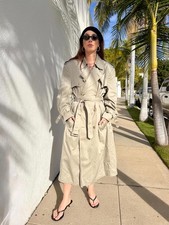 Vintage Mens Oversized Trench  Tan Long Coat  Size 40R