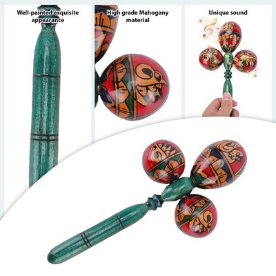 African Musical Shakers Triple-Head Maraca Hand Percussion Instrument With