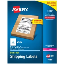 Avery Shipping Labels, 5.5" x 8.5", White, 200 Labels (5126)
