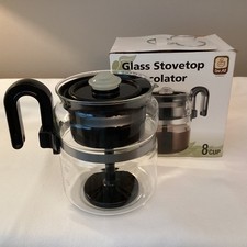 Medelco Brand Glass-Perk Stove Top Coffee Percolator 4-8 Cups~Boxed~NOS