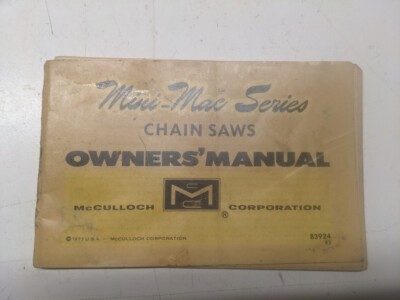 #ad MCCULLOCH CORP CHAIN SAW MINI MAC SERIES OWNERS MANUAL 1973 BOOK 83924 $14.24