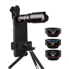Cell Phone Camera Lens Kit, 6 in 1 Phone Lens Kit, 22x Telephoto Lens, 180° F...