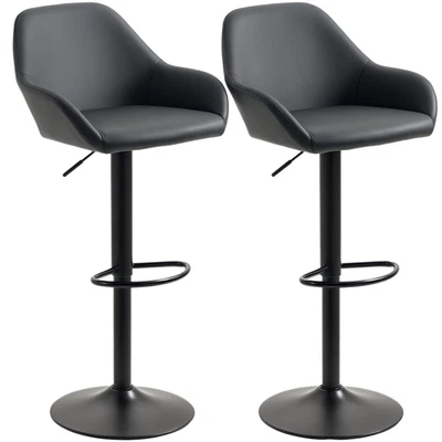 HOMCOM Adjustable Bar Stools Set of 2, Swivel Barstool W/ Footrest Black