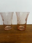 2 Vintage Pink Depression Glasses Tumbler Royal Lace by Hazel-Atlas Glass 1934