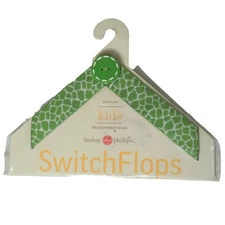 Lindsay Phillips Switch Flops Kids Childrens Green Animal Skin Abstract Print