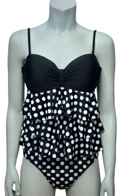 Maillot De Bain Une Pièce Femme Noir Coques Fixes Taille L Élastane Polyamide - Photo 1/3