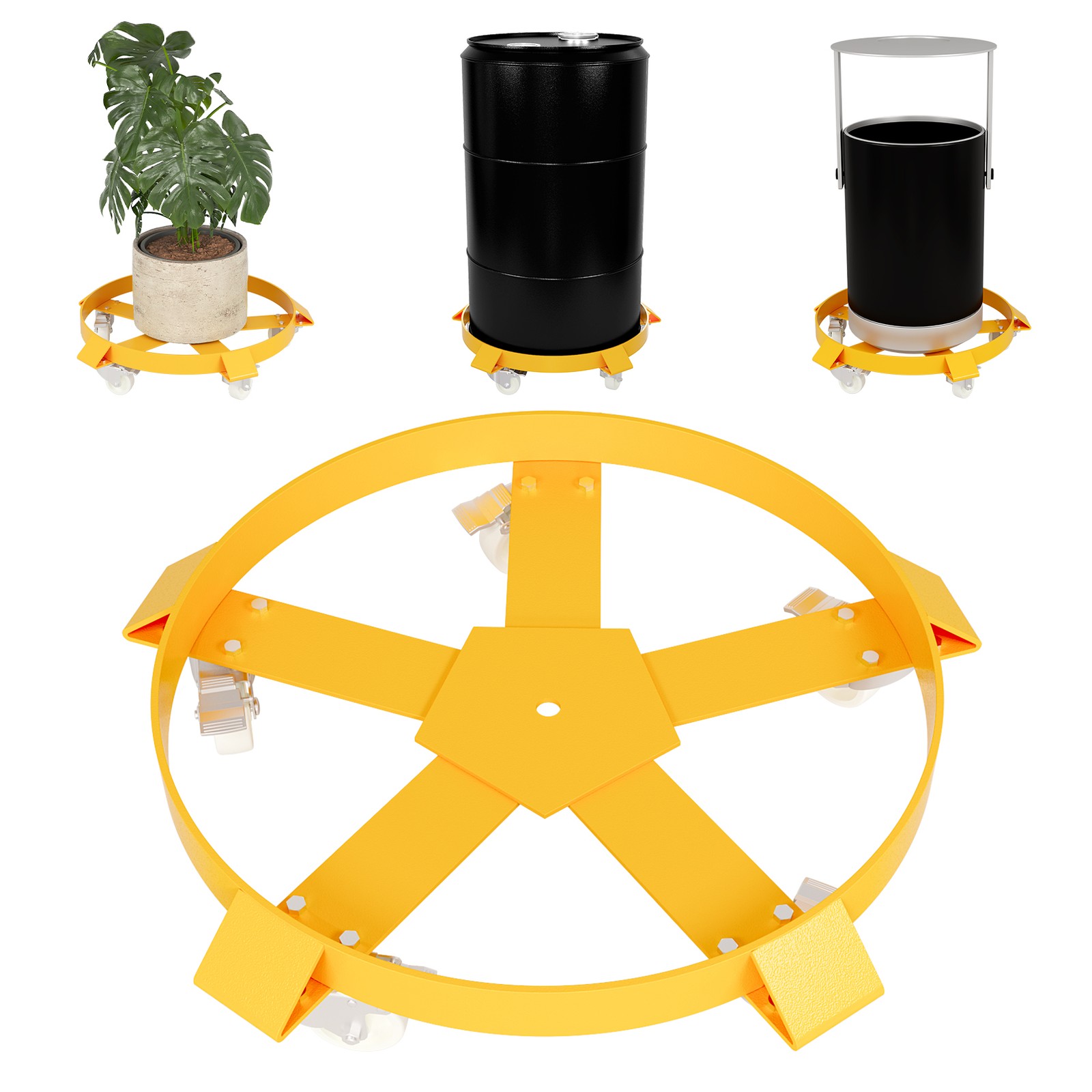 55Gallon Drum Dolly 1250Lb Heavy Duty Load Capacity Barrel Cart 5 Swivel Casters