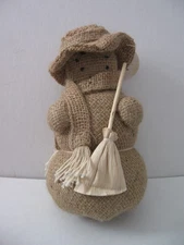 Primitive Farmhouse 8" Folk Art BURLAP SNOWMAN Rustic Craft & Hearth NEW w/ Tags