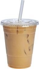 Clear Plastic Cups with Flat Lids  -  - Disposable Iced Coffee