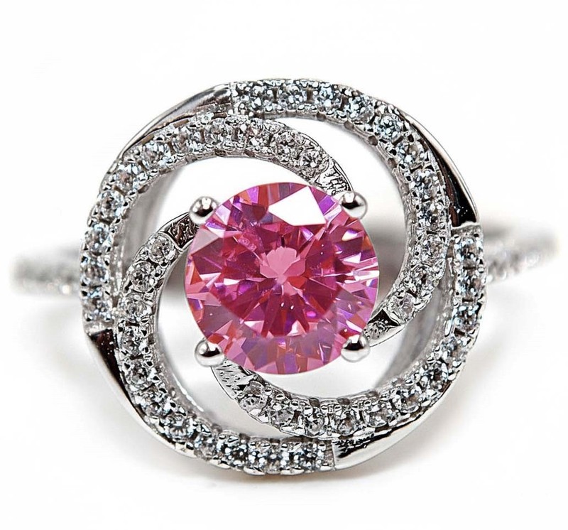 2CT Heat Treated Pink Topaz 925 Solid Sterling Silver Ring Sz 7
