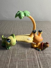 LPS 1008 Hermit Crab green eyes 850 Green Iguana blue ryes and Palm Tree