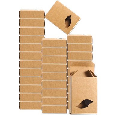 32Pcs Soap Packaging Boxes 2.8x3.8x1.2 Inch with Window(Leaf Shape, Brown)