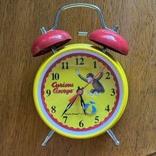 Curious George Alarm Clock 2002 Vintage Yellow  Red Battery Powered TESTED