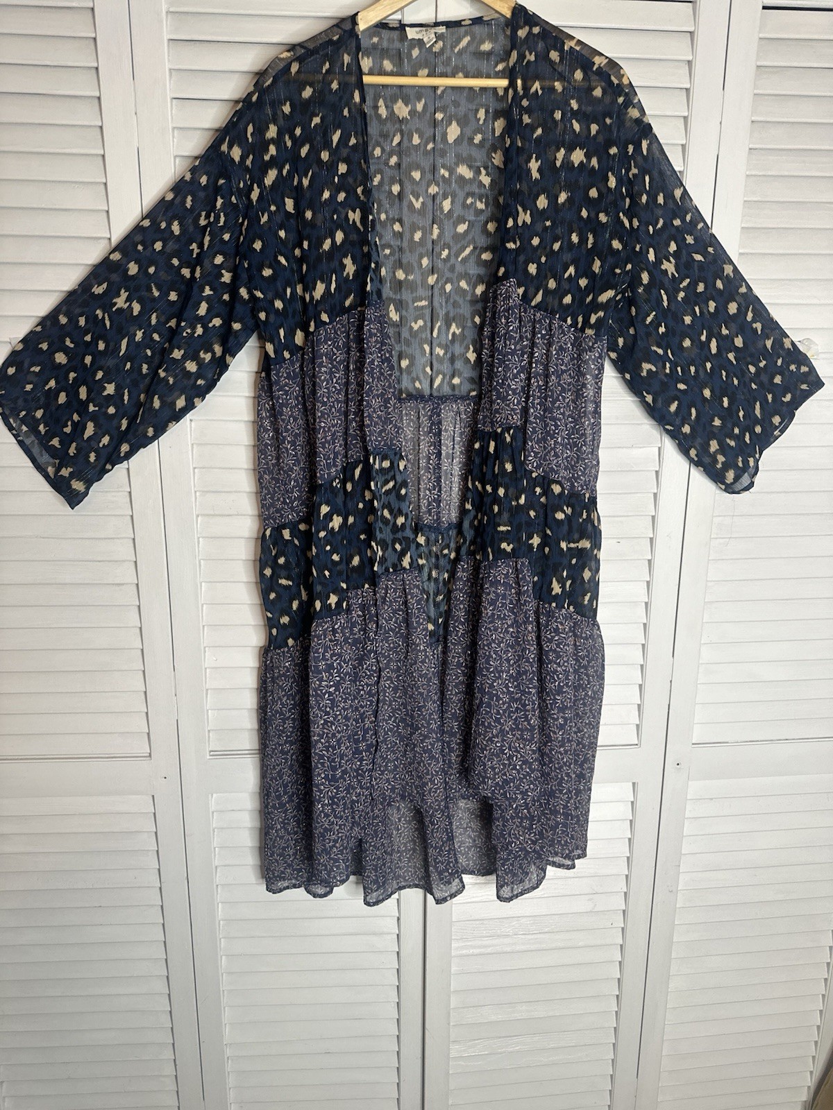 Umgee Patchwork Floral Leopard Metallic Duster Ki… - image 4