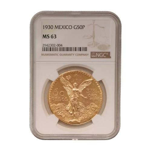 1930 MEXICO GOLD 50 PESOS - CENTENARIO - NGC MS63 #6349