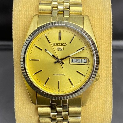 Rare Seiko 5 President SNXJ94 Automatic 7009-3110 Gold Dial Day