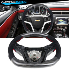 Fits 12-15 Camaro Matte Cf Carbon Alcantara Steering Wheel W Red Stitching Fits 12-15 Camaro Matte Cf Carbon Alcantara Steering Wheel W Red Stitching