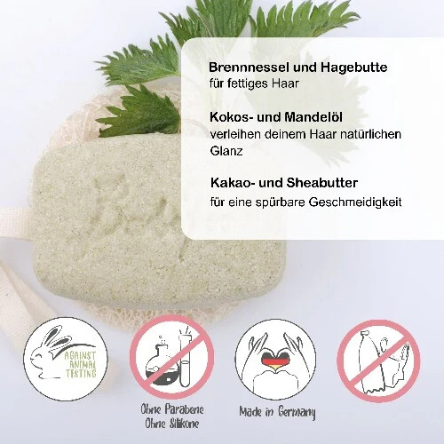 BadeFee Festes Shampoo mit Brennessel für schnell fettendes Haar - Bild 2 von 4