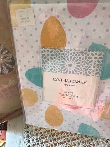 Cynthia Rowley 100% Cotton Easter Egg Table Cloth Tablecloth 60" x 84" NIP - Picture 2 of 3