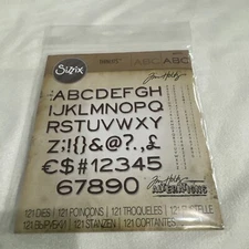 Sizzix Thinlits Cutting Die Stencil Emboss ALPHANUMERIC, THIN 121PK 662226 New!