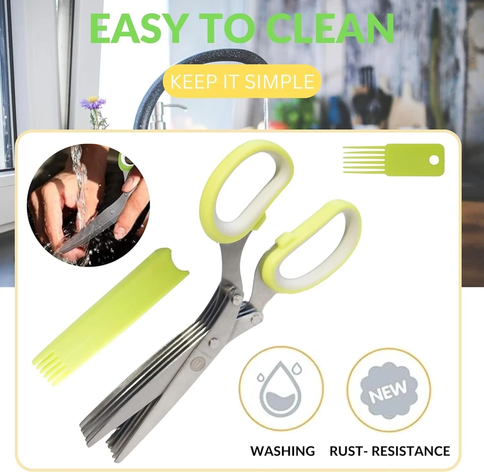 Herb Scissors Set with 5 Blades and Cover - Multipurpose Kitchen Chopping Shear - Image 3 of 4