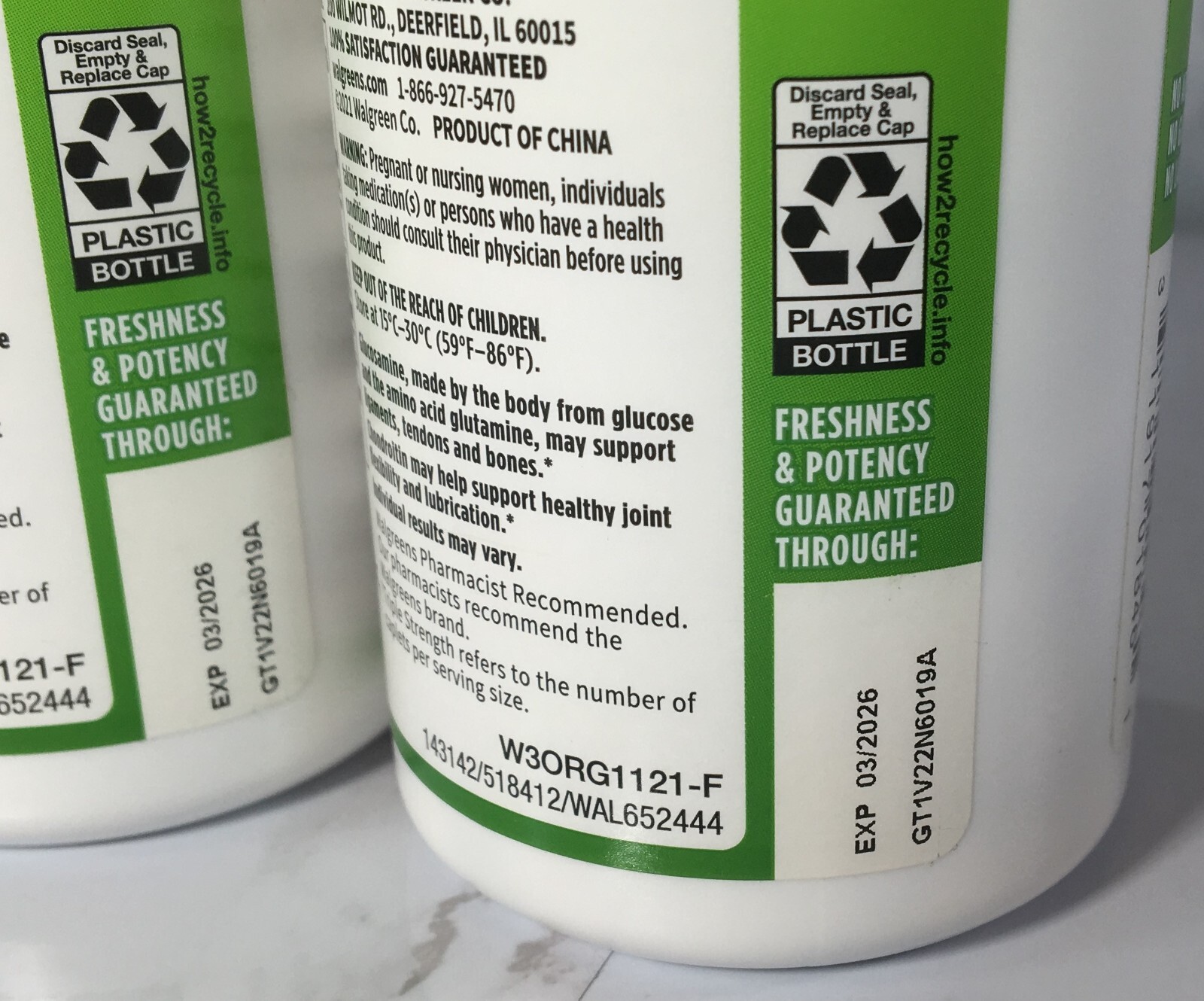 Walgreens Glucosamine HCL Chondroitin Sulfate 2 Pack 120 Caplets Total