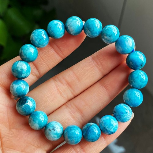 10mm Natural Cat Eye Blue Apatite quality Light Crystal Beads Bracelet C1747 - Picture 4 of 7