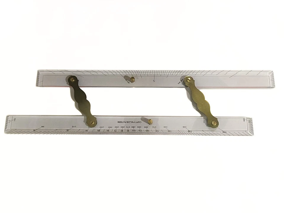 Regla paralela de 24 pulgadas con divisor de latón y brújula de lápiz - navegación marina Foto 2 de 4