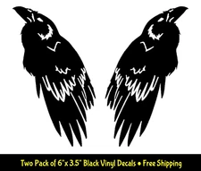 Tribal Raven Crow Two Pack of 6" Black Vinyl Decals Car Truck Bumper Door Laptop