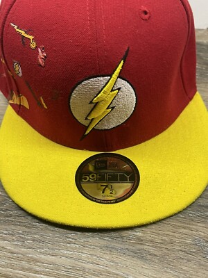 Flash Classic Logo New Era 59Fifty Fitted Hat Red Yellow Size 7 1