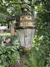 Vintage Brass Swinging Swag Lamp