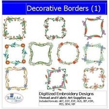 Embroidery Design Set - Decorative Borders - 10 Designs - 9 Formats - USB Stick