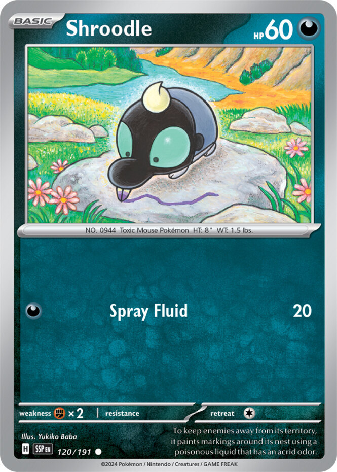 Pokemon Shroodle - 120/191 - Common NM-Mint Surging Sparks